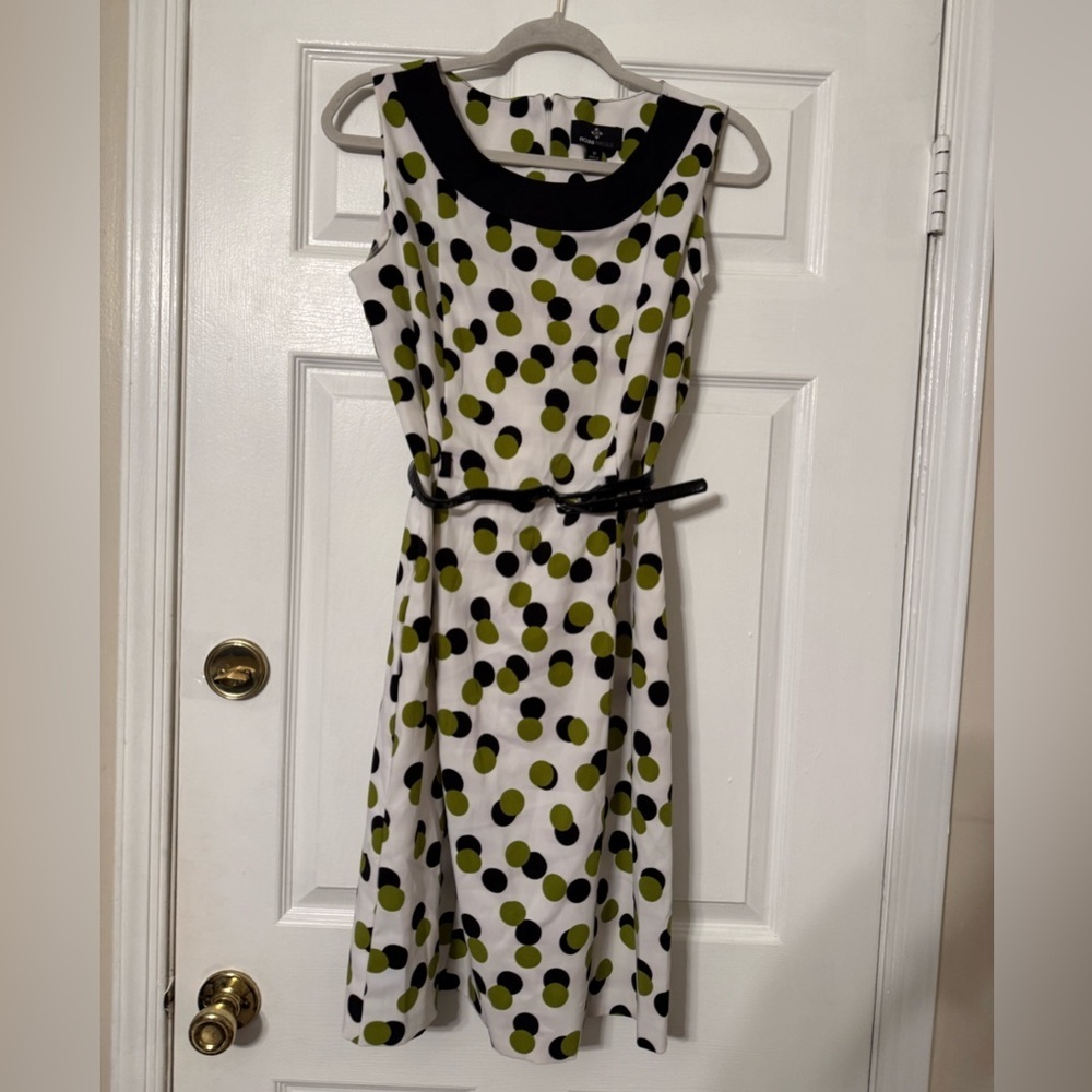 Ronni Nicole Black and Green Polka Dot Midi Dress
